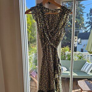 Dotted Italian midi faux wrap dress